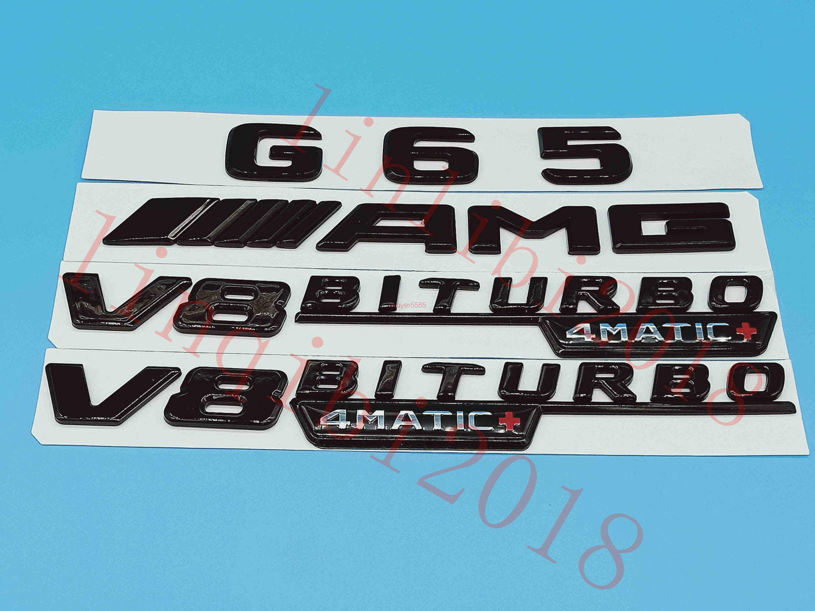 Gloss Black Flat G65 AMG V8 BITURBO Trunk Embl Badge Sticker for Mercedes Benz