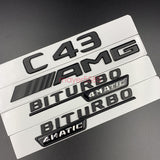 Matte black C43 AMG BITURBO 4MATIC Trunk Emblem Badge Sticker For Mercedes Benz