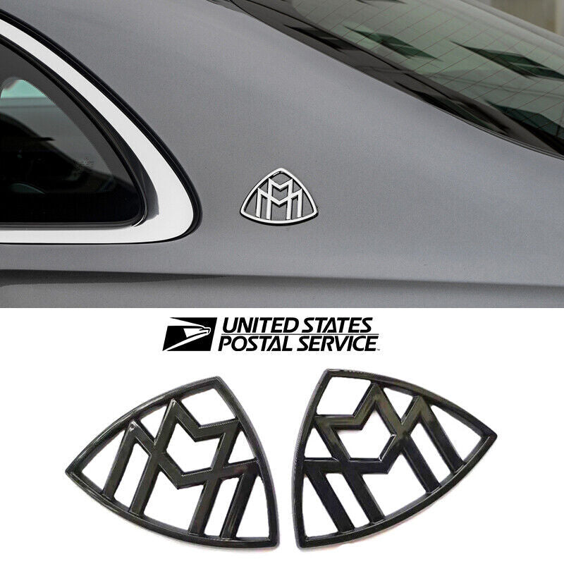 2Pcs Genuine Black Badge Car Body Side Fender Emblem For Mercedes Benz Maybach