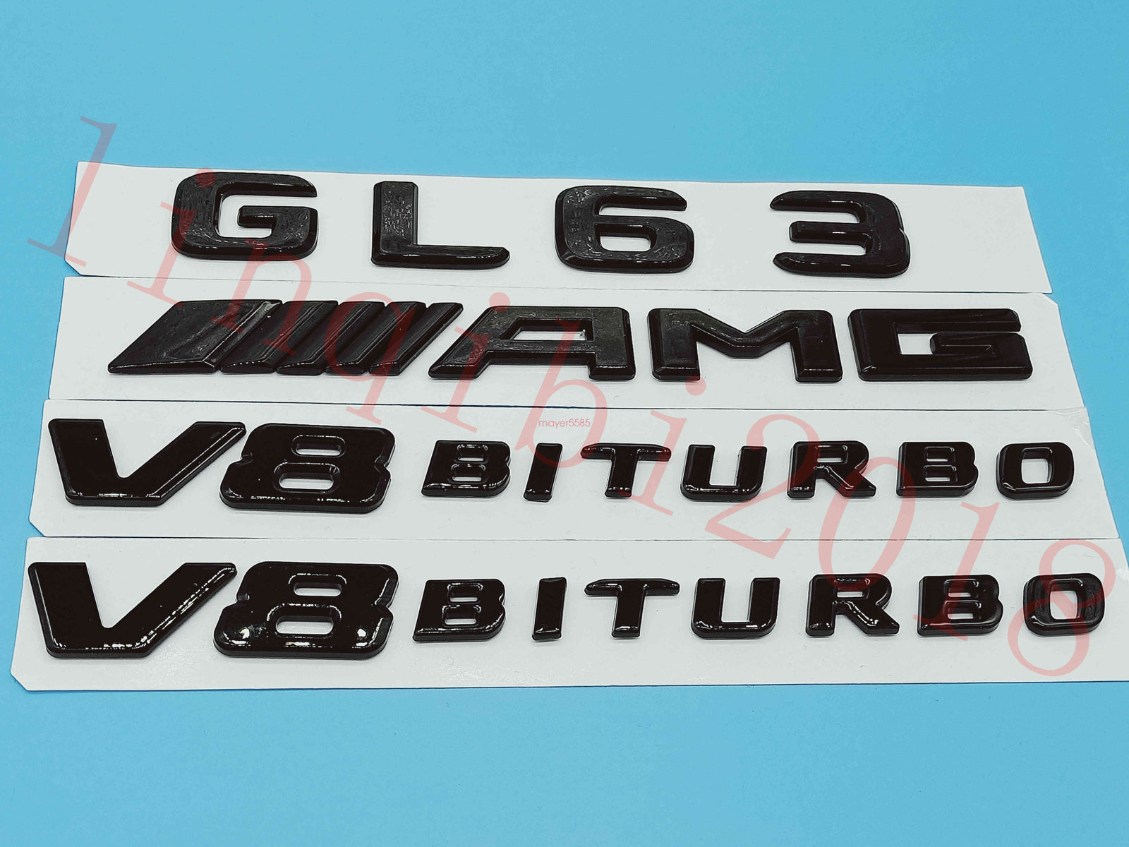 Gloss Black Flat GL63 AMG V8 BITURBO Trunk Embl Badge Sticker for Mercedes Benz