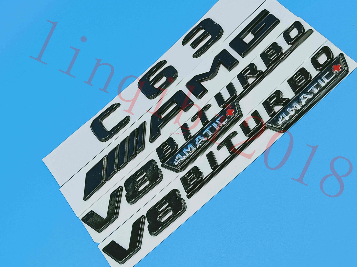Gloss Black Flat "C63 AMG V8 BITURBO" Trunk Embl Badge Sticker for Mercedes Benz