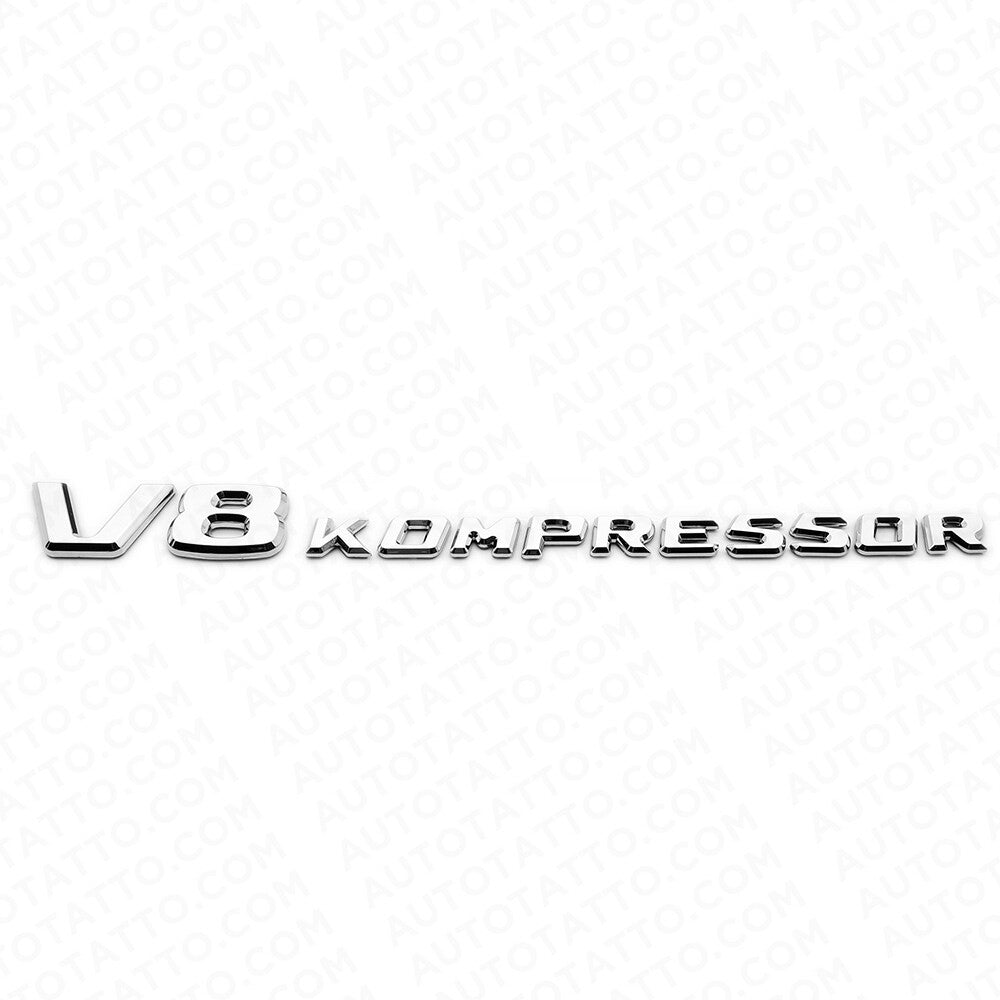 2x Mercedes 03-11 OEM Chrome V8 Kompressor Side Fender Logo Marker Emblem Badge