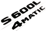 S600L+4MATIC BLACK FOR MERCEDES REAR TRUNK EMBLEM BADGE NAMEPLATE DECAL NUMBER