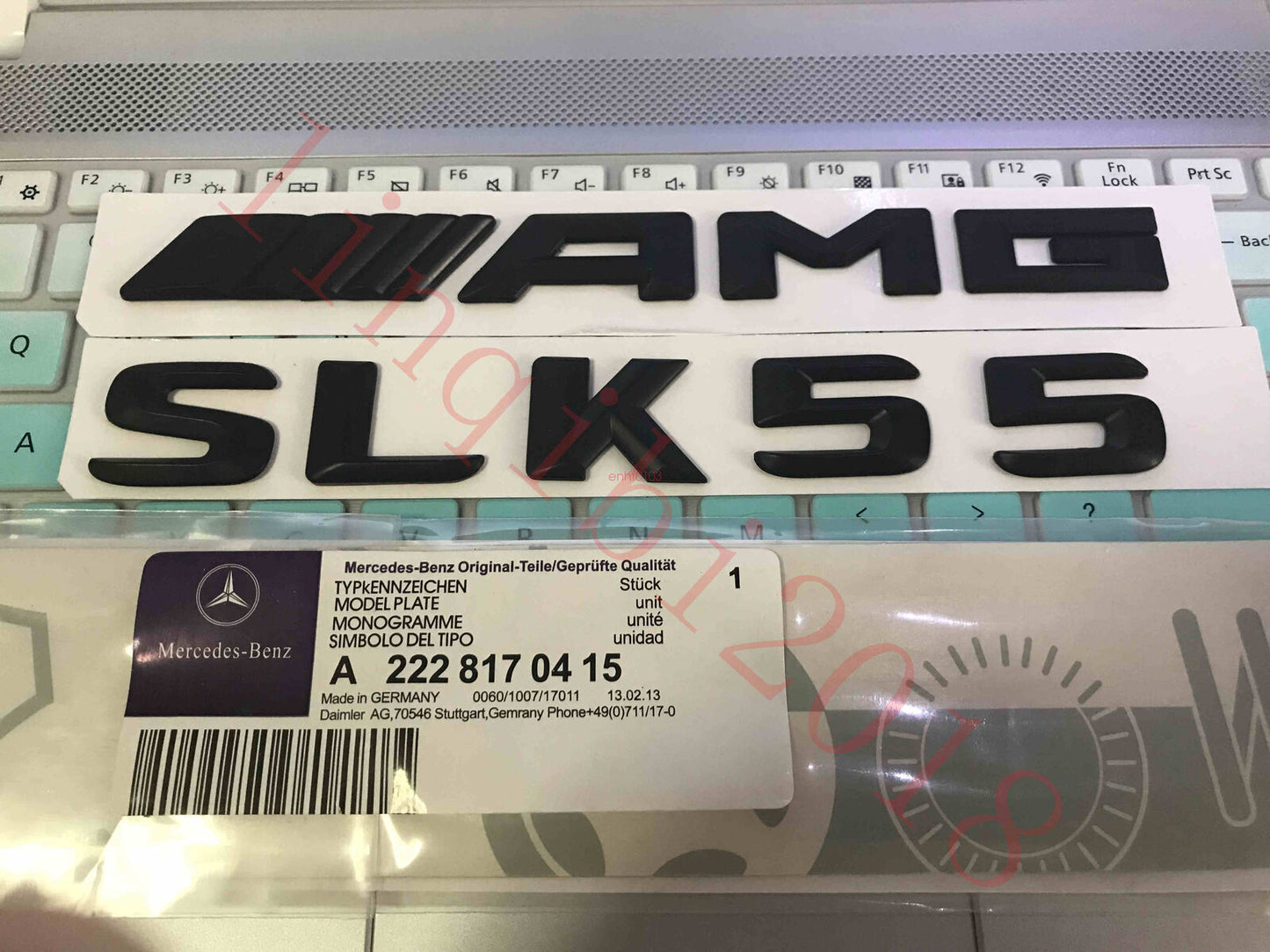Matt black " SLK55 + AMG " Letters Trunk Emblem Badge Sticker for Mercedes Benz