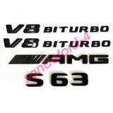 New Mercedes  S63 V8 BITURBO + AMG Badge Glossy Black Trunk Fender Emblem ben