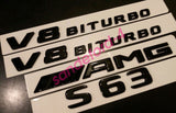 New Mercedes  S63 V8 BITURBO + AMG Badge Glossy Black Trunk Fender Emblem ben