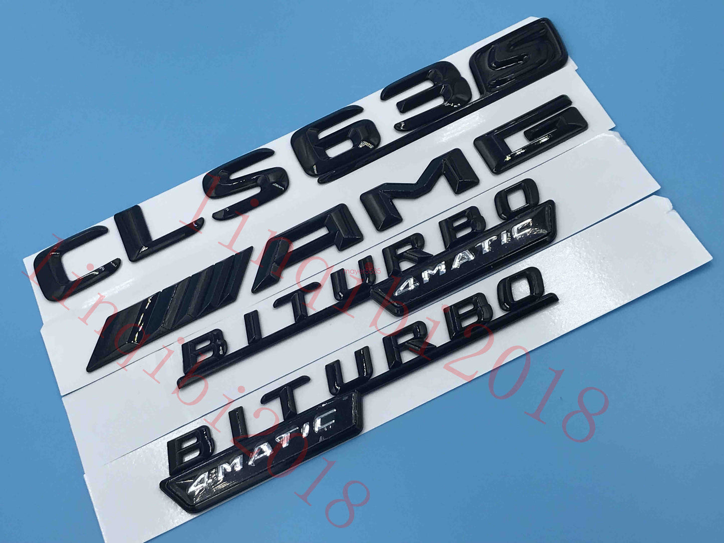 Gloss Black CLS63s AMG BITURBO 4 MATIC" Number Emblem Sticker for Mercedes-Benz