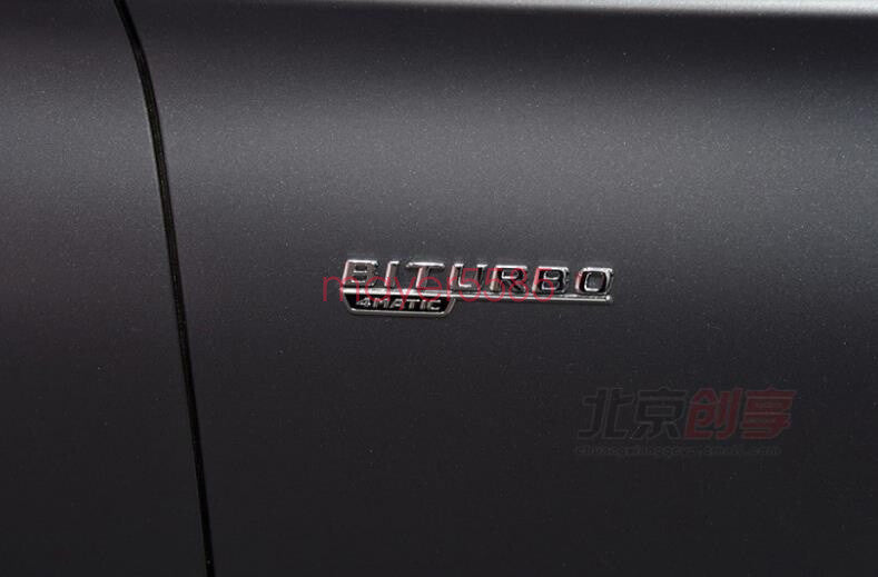 4pcs Chrome E43 AMG BITURBO 4 MATIC Trunk Emblem Badge Sticker for Mercedes Benz
