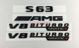S63 AMG V8 BITURBO Trunk Emblem Badge Sticker for Mercedes Benz Matte black