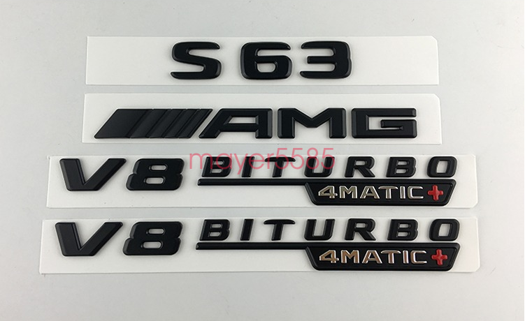 S63 AMG V8 BITURBO Trunk Emblem Badge Sticker for Mercedes Benz Matte black