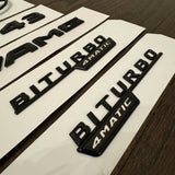 C43 AMG BITURBO 4MATIC Rear Star Emblem Gloss Black Set for Mercedes W205 SEDAN