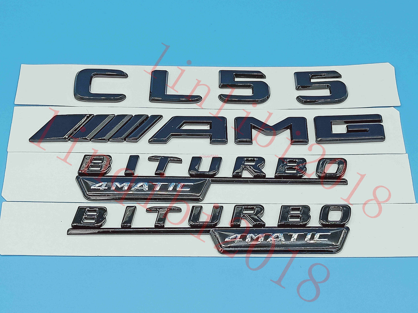 Flat Gloss Black " CL55 AMG BITURBO" Emblem Badge Sticker for Mercedes Benz CL55
