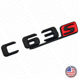 15-16 C63 S AMG Letter Emblem Trunk 3D Logo Badge Decorate Sport Matte Black Red