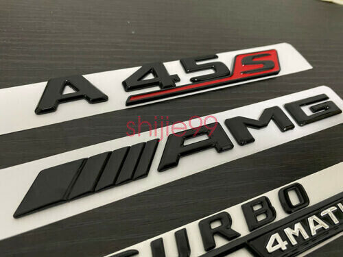 Gloss Black A45S AMG TURBO 4MATIC+ and Rear Star replacement Badge W177 Hatch