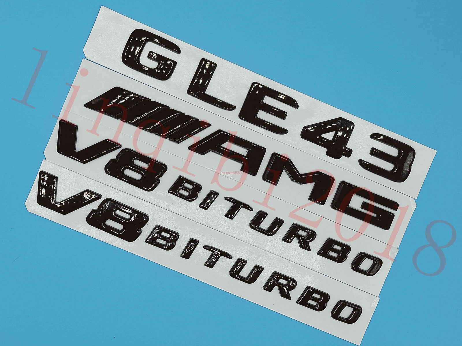 Gloss Black GLE43 AMG V8 BITURBO Trunk Embl Badge Sticker for Mercedes Benz