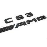 Gloss Black C63 AMG V8 BITURBO Rear Trunk Emblem Badge Set For Benz W205 C63 AMG