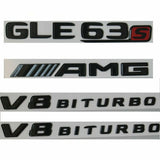 Gloss Black Letters GLE63s AMG V8 BITURBO Trunk Fender Emblems for Mercedes Benz