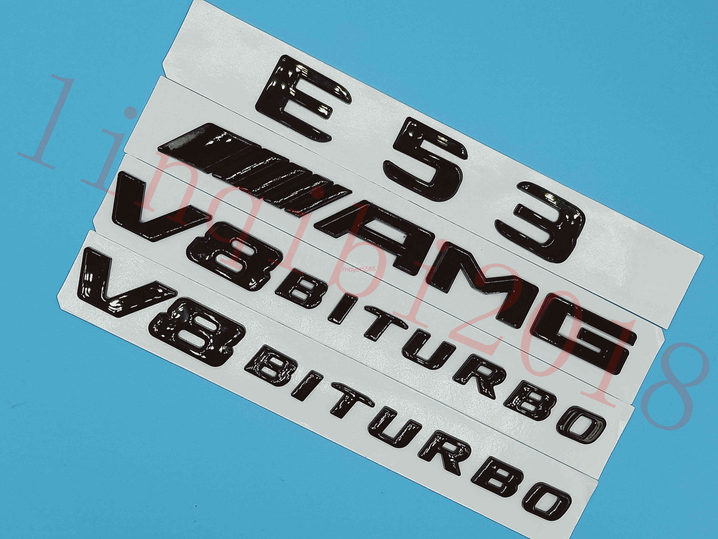 Gloss Black Flat E53 +AMG+ V8 BITURBO Trunk Embl Badge Sticker for Mercedes Benz