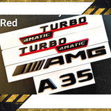 A35 + AMG + TUOBO/4matic Badge Gloss Black Red Rear Trunk Emblem A-Class 2018+