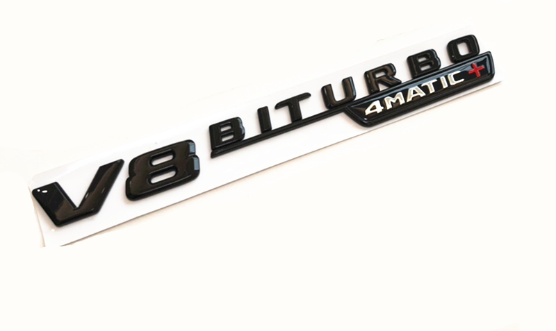 NEW Style Gloss Black V8 BITURBO 4MATIC badge For Mercedes-Benz GLC63 AMG
