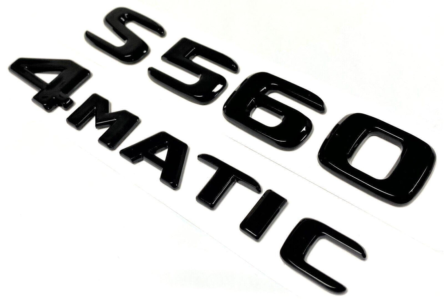 GLOSS BLACK LETTER NUMBER S560 + 4MATIC REAR TRUNK EMBLEM BADGE NAMEPLATE DECAL