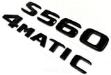 GLOSS BLACK LETTER NUMBER S560 + 4MATIC REAR TRUNK EMBLEM BADGE NAMEPLATE DECAL