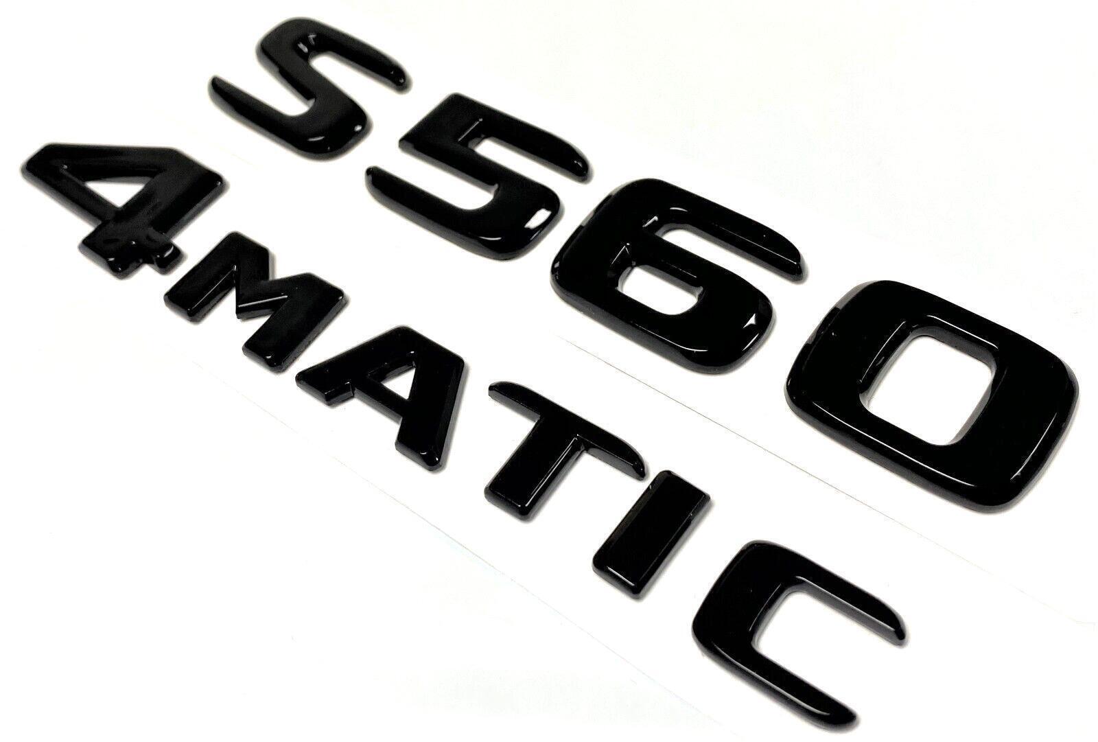 GLOSS BLACK LETTER NUMBER S560 + 4MATIC REAR TRUNK EMBLEM BADGE NAMEPLATE DECAL
