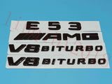 Gloss Black Flat E53 +AMG+ V8 BITURBO Trunk Embl Badge Sticker for Mercedes Benz