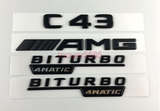 C43 AMG BITURBO 4 MATIC Trunk Emblem Badge Sticker for Mercedes Benz Matte black