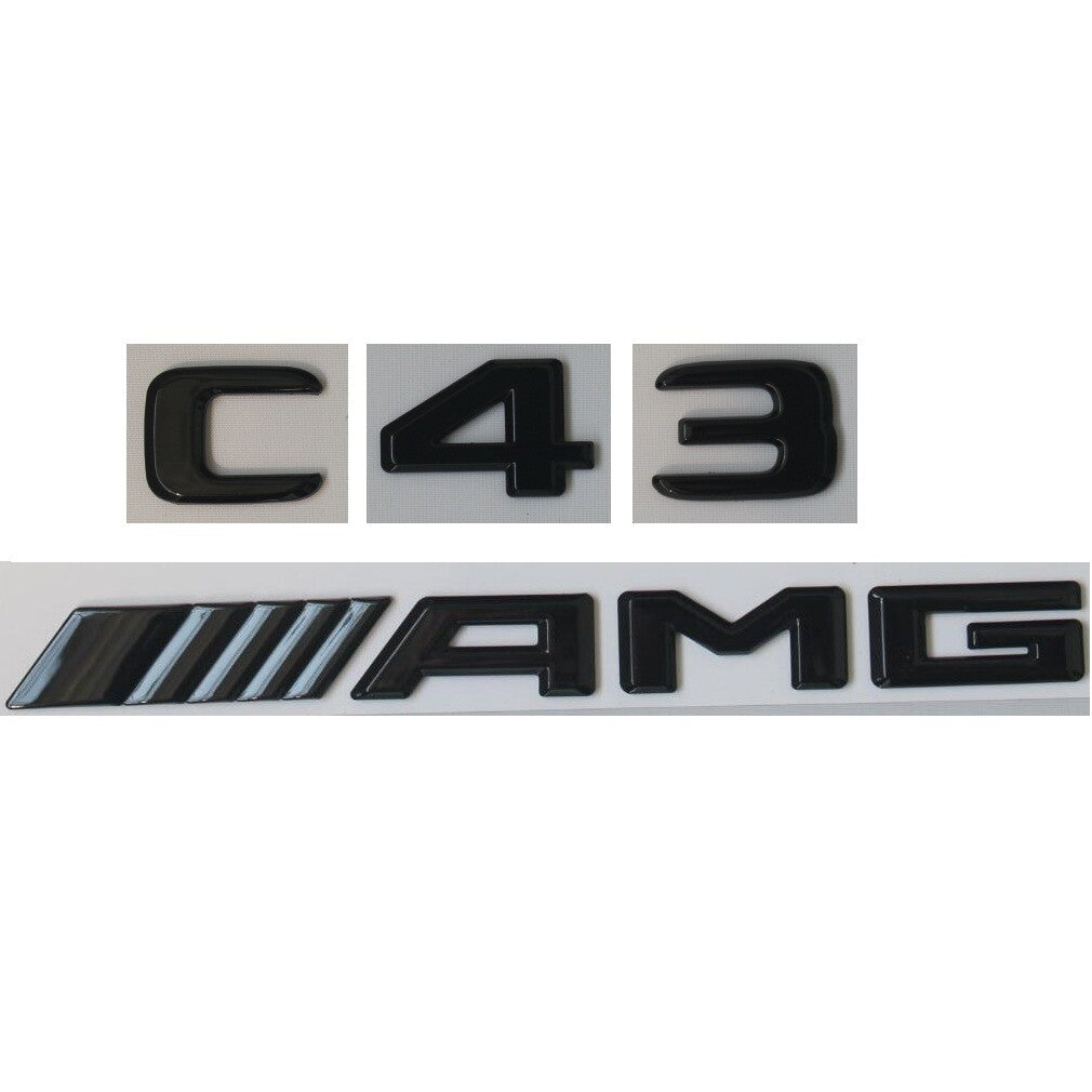 Glossy Black Trunk Letters Emblems Badges for Mercedes Benz W205 C43 AMG Symbols