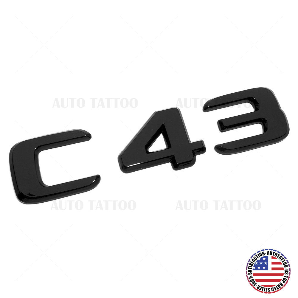 17-20 C43 Emblem Trunk Lid Letter Logo Nameplate Badge Decorate AMG Gloss Black