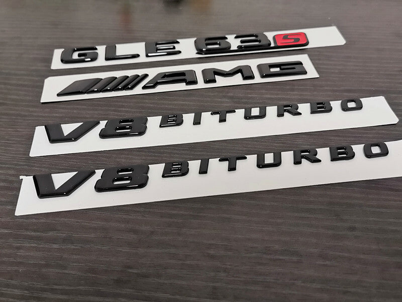 Gloss Black GLE63 AMG S V8 BITURBO PACKAGE Trunk Emblem Badge Sticker W166 C292