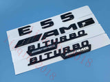 Gloss Black " E55 AMG BITURBO ///AMG " Number Emblem Sticker for Mercedes-Benz