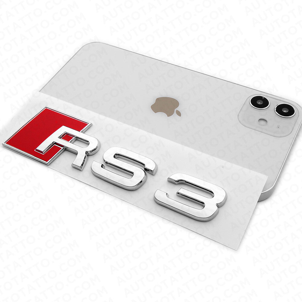 For Audi RS3 OEM Chrome Rear Letter Tail Badge Trunk Emblem Badge Logo Sport