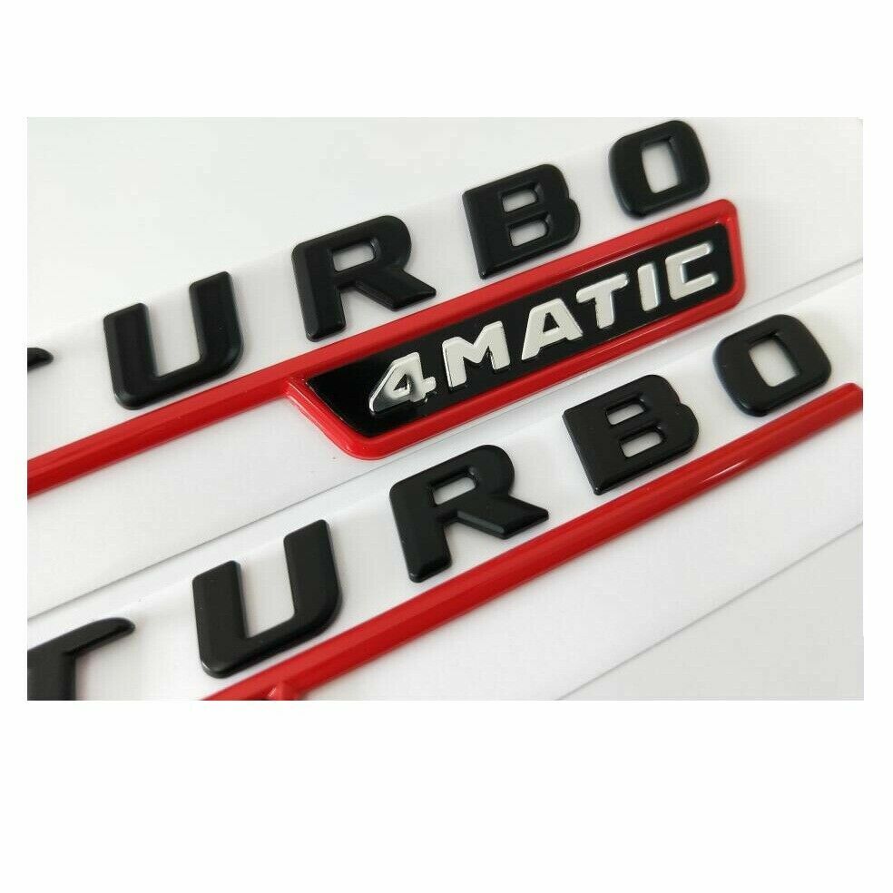 Black Red BITURBO 4MATIC Letters Fender Badges Emblems for Mercedes Benz AMG