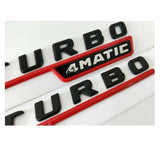 Black Red BITURBO 4MATIC Letters Fender Badges Emblems for Mercedes Benz AMG