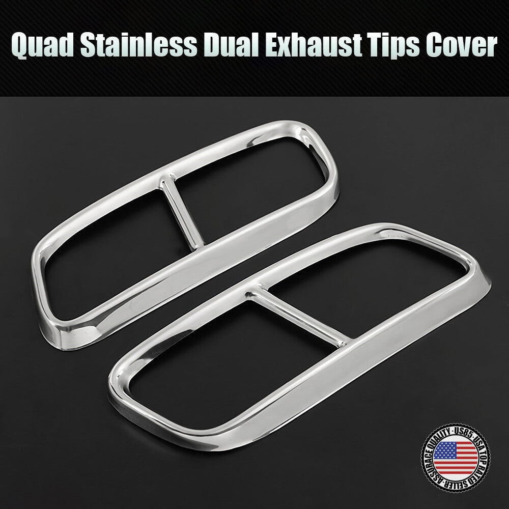 For 17-20 Q7 4M Audi Sport Polished Stainless Quad Exhaust Tips Muffler Cover