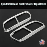 For 17-20 Q7 4M Audi Sport Polished Stainless Quad Exhaust Tips Muffler Cover