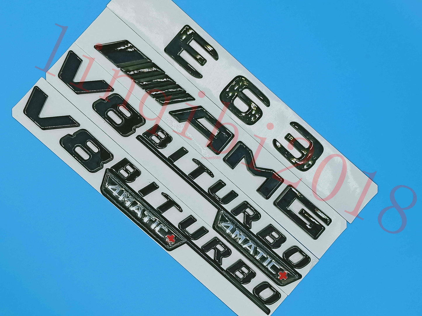 Gloss Black Flat "E63 AMG V8 BITURBO" Trunk Embl Badge Sticker for Mercedes Benz