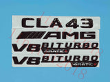 Gloss Black Flat CLA43 AMG V8 BITURBO Trunk Embl Badge Sticker for Mercedes Benz