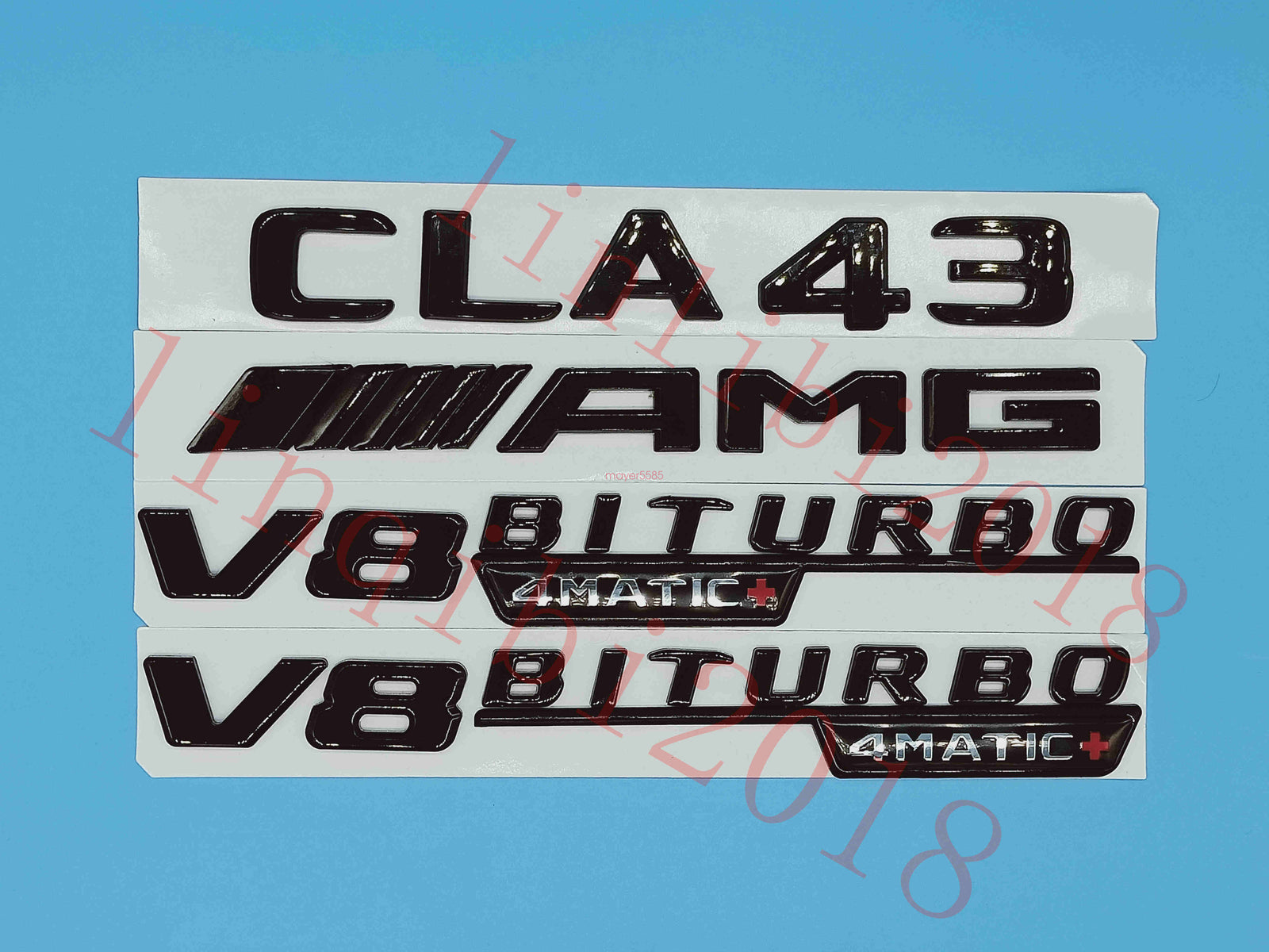 Gloss Black Flat CLA43 AMG V8 BITURBO Trunk Embl Badge Sticker for Mercedes Benz
