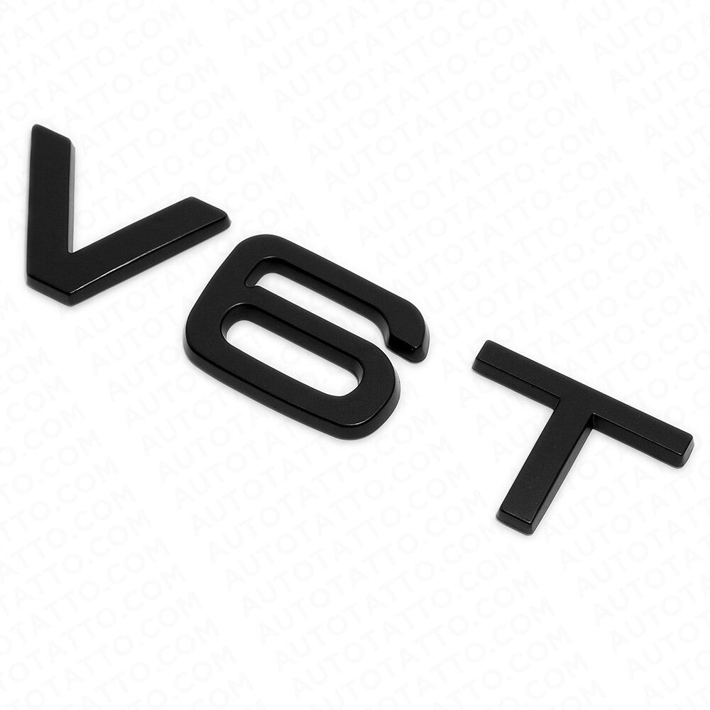 Audi Matte Black V6T Side Fender Marker Letter Nameplate Emblem Badge Sport