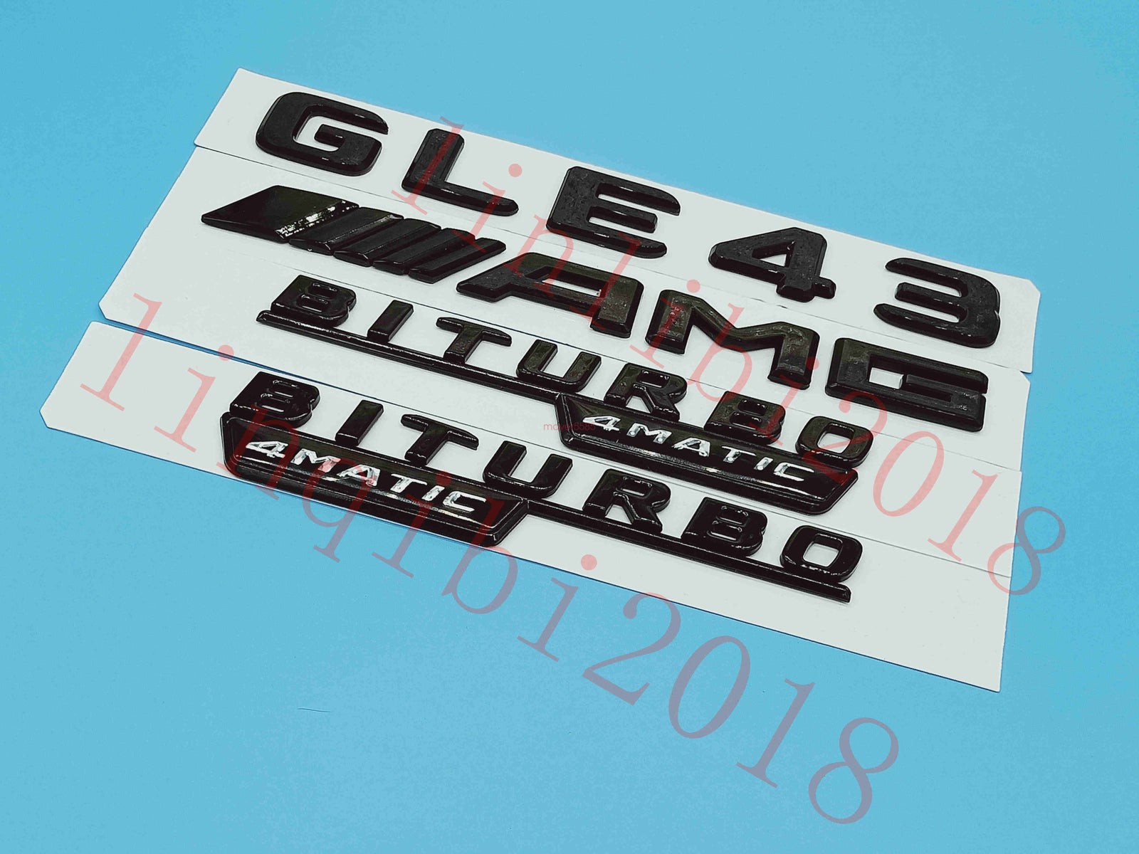 Flat Gloss Black "GLE43 AMG BITURBO" Emblem Badge Sticker for Mercedes Benz GLE