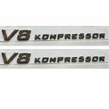 2 x Chrome Letters V8 KOMPRESSOR Emblem Badge Emblems for Mercedes Benz AMG