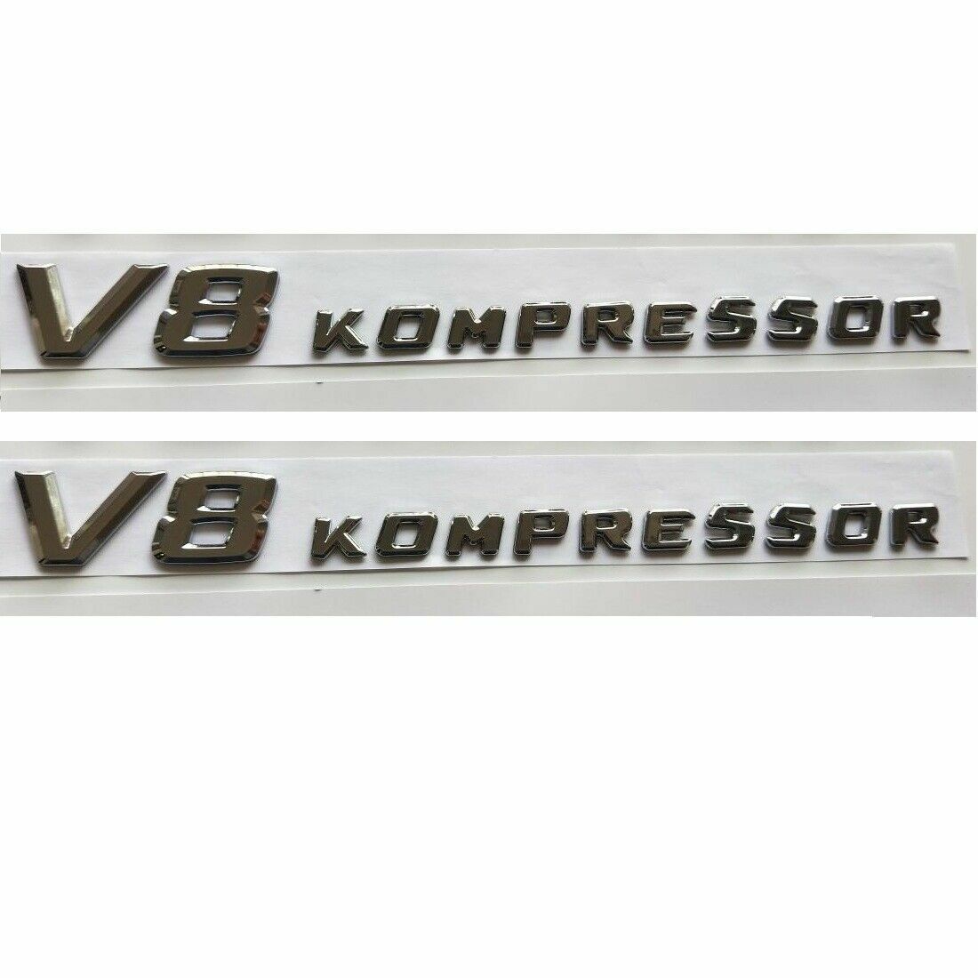 2 x Chrome Letters V8 KOMPRESSOR Emblem Badge Emblems for Mercedes Benz AMG