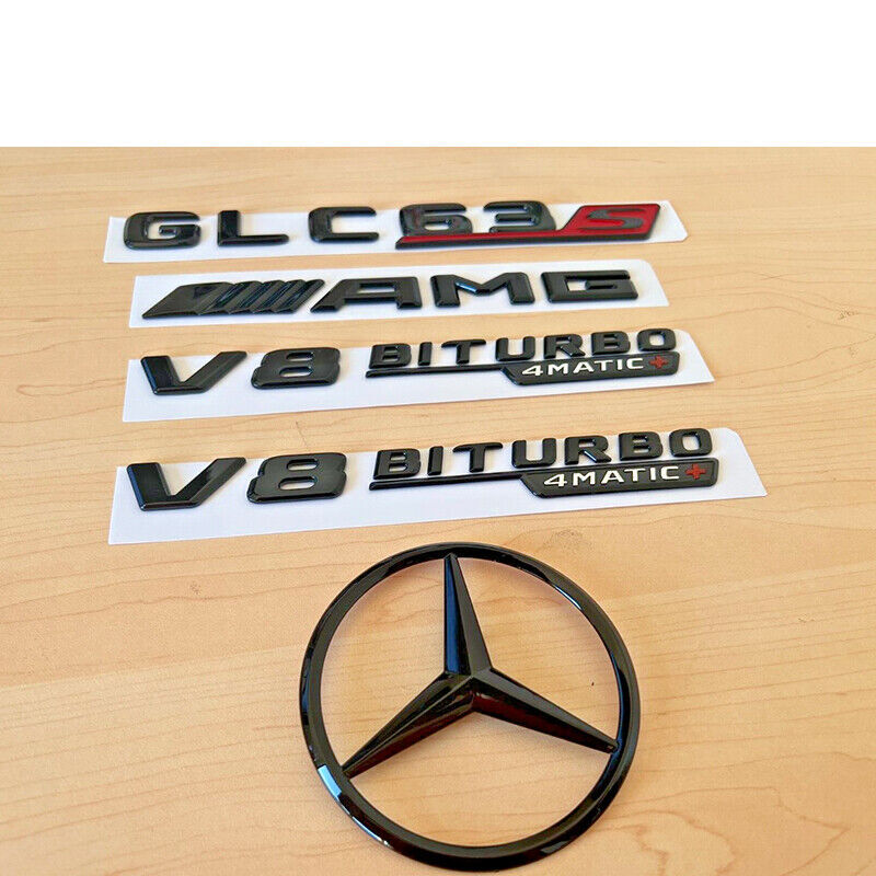 Black GLC63S AMG V8 BITURBO 4MATIC+ Star PACKAGE Emblem Badge Sticker X253