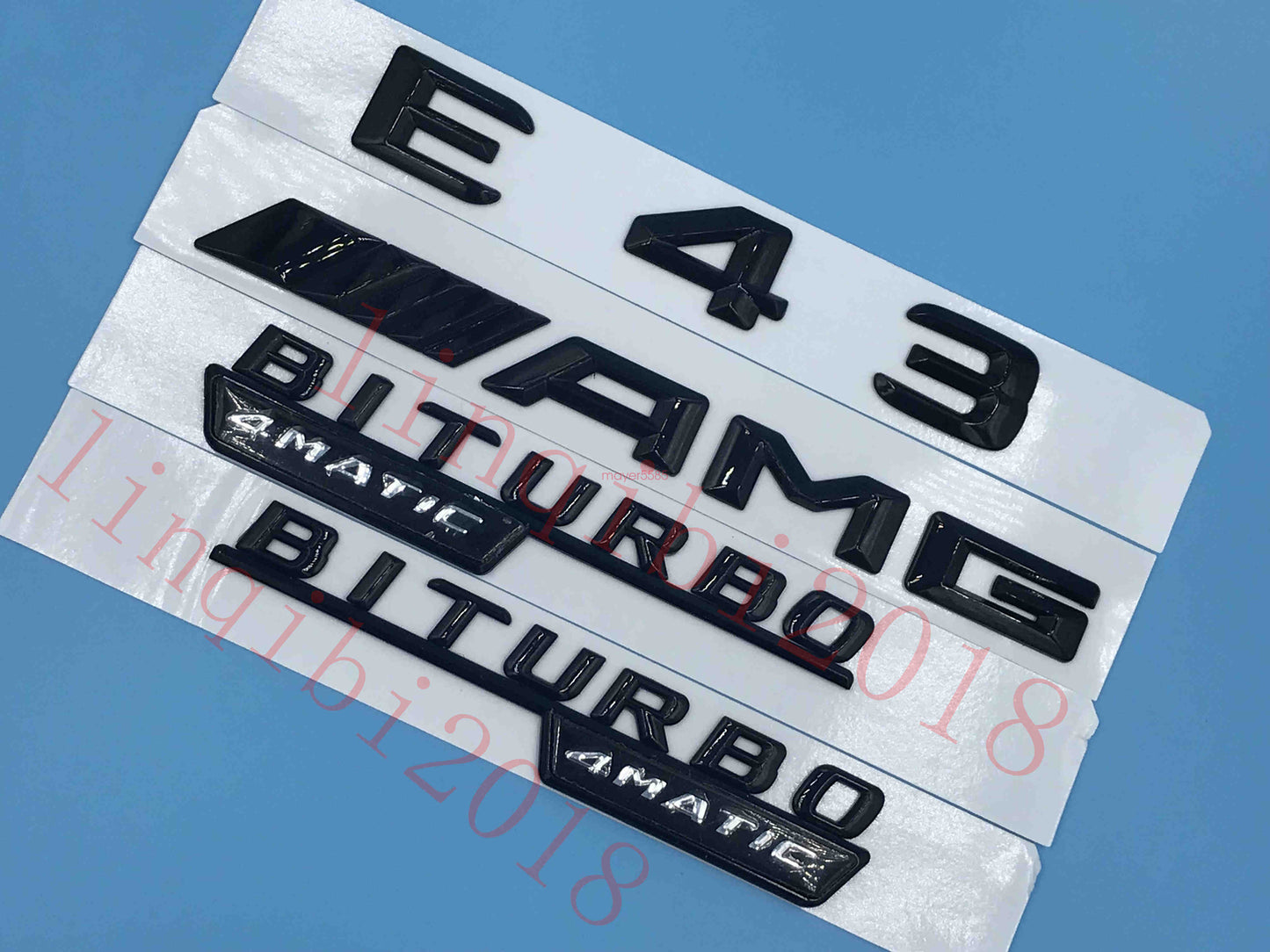 Gloss Black 3D "E43 AMG BITURBO 4 MATIC" Number Emblem Sticker for Mercedes-Benz