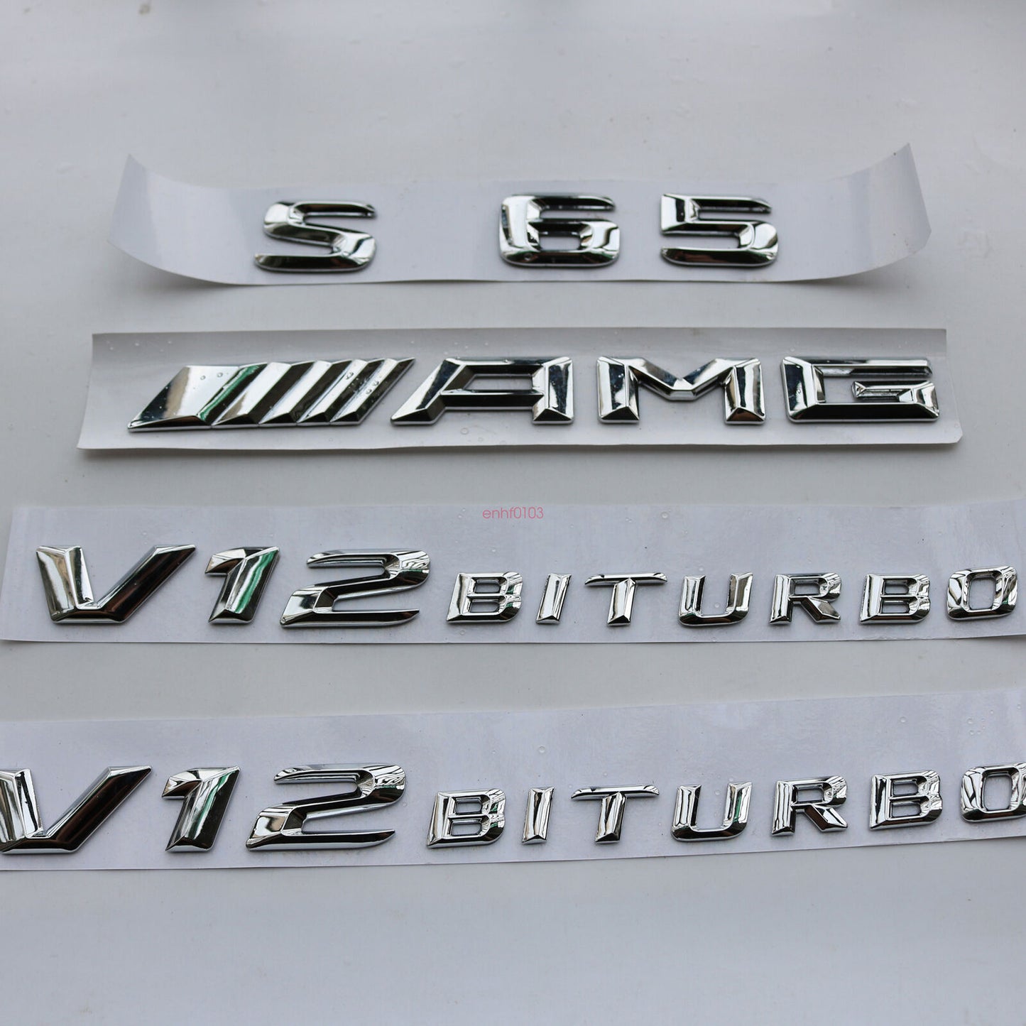 "S65 + AMG + V12 BITURBO" Letters Trunk Embl Badge Sticker for Mercedes Benz