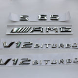 "S65 + AMG + V12 BITURBO" Letters Trunk Embl Badge Sticker for Mercedes Benz