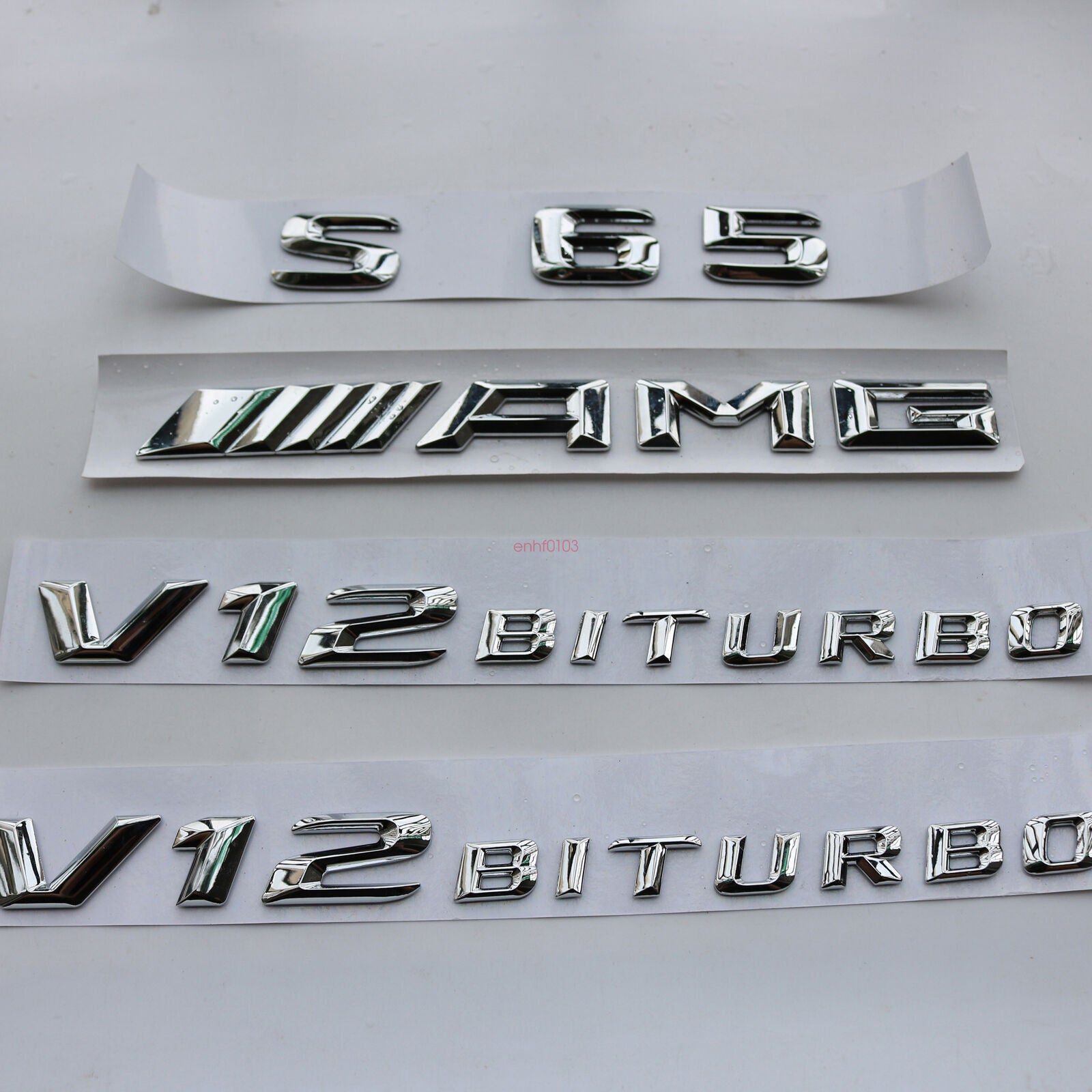 "S65 + AMG + V12 BITURBO" Letters Trunk Embl Badge Sticker for Mercedes Benz